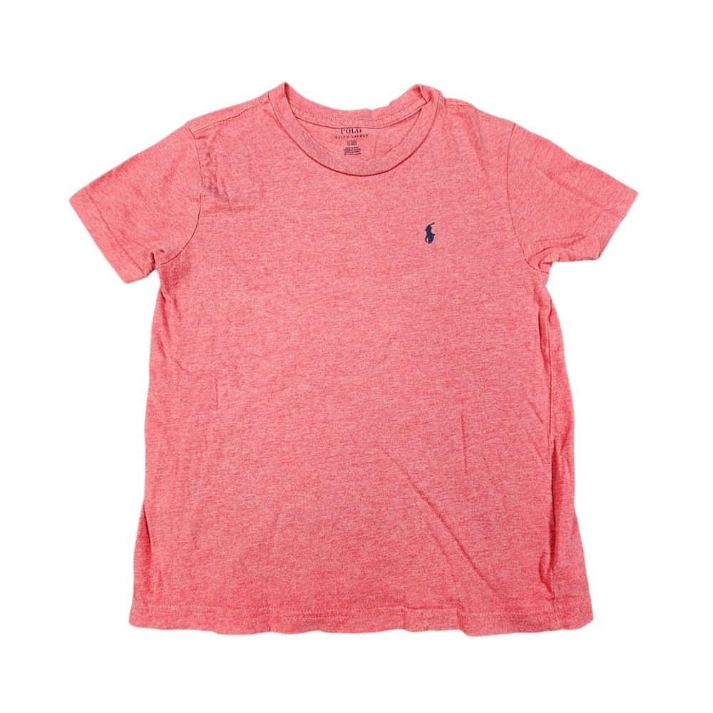 Polo Ralph Lauren Boys T-Shirt Sz 6 Heather Red Crewneck Short Sleeve Blue‎ Pony